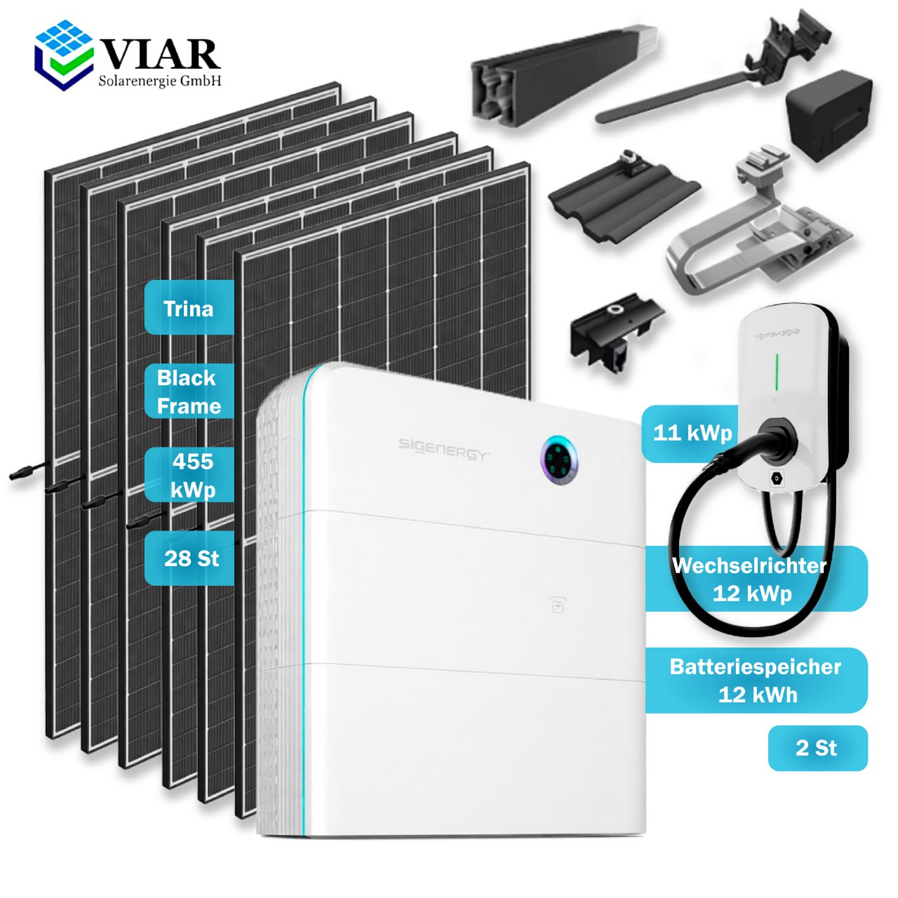 Solaranlagen Komplettsets Sigenergy 12 kWp. Mit Wallbox