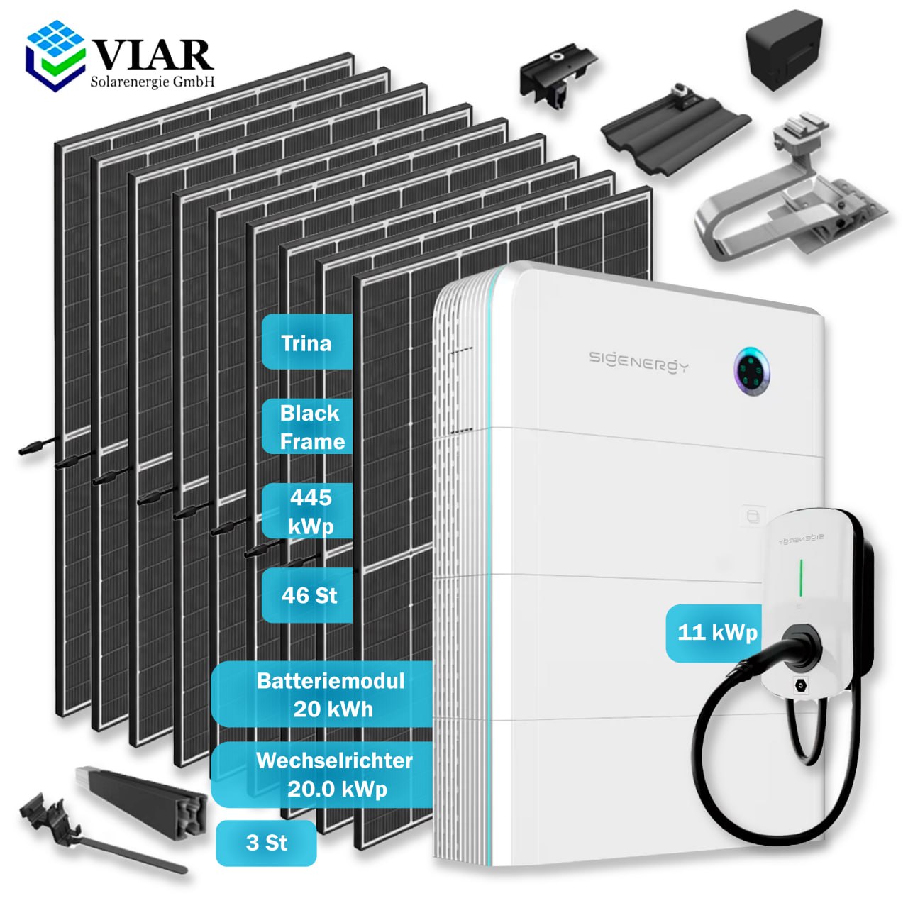 Solaranlagen Komplettsets Sigenergy 20.0 kWp. Mit Wallbox